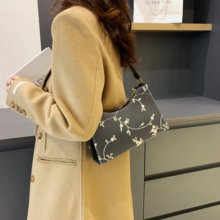 Floral Stitching Shoulder Bag
