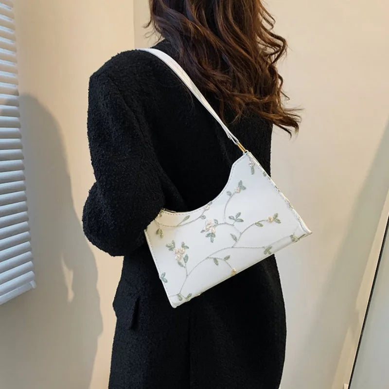Floral Stitching Shoulder Bag