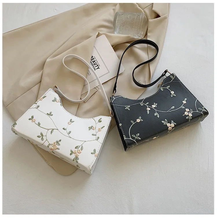 Floral Stitching Shoulder Bag